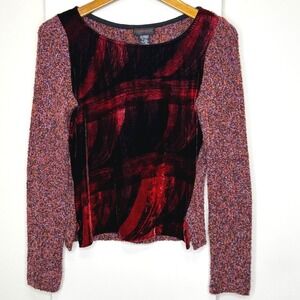 Custo Barcelona Sweater Women's Small Red/Black Velvet Wool/Silk